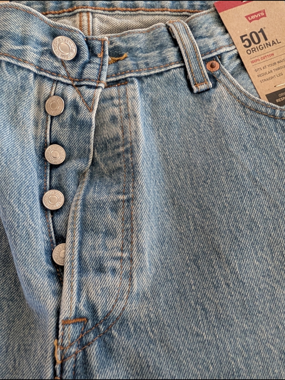Levi's 501 Classic Straight Light Blue Jeans NWT - Picture 2 of 5